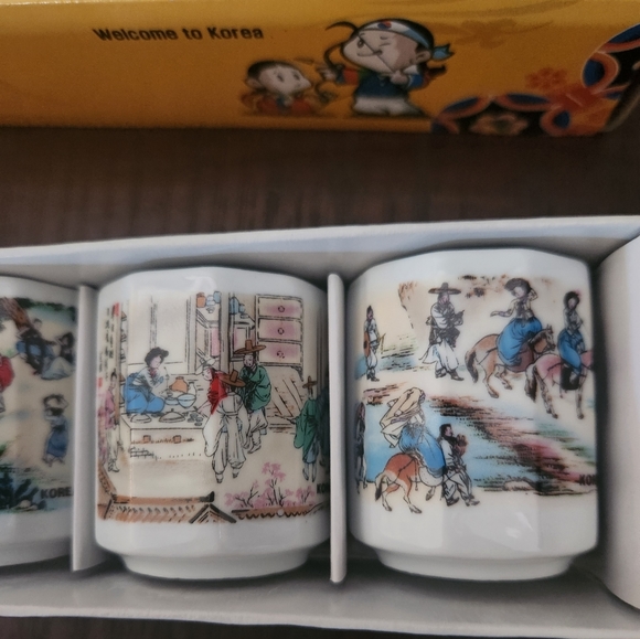 Yung-Boh Ceramic Tea/Sake/Shot Welcome to Korea Cups Set of 5 - Picture 4 of 9